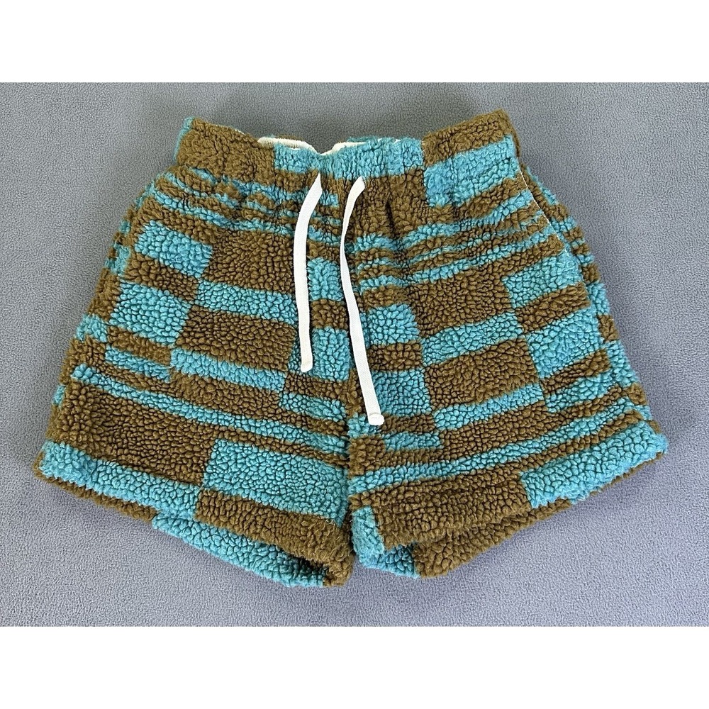 Urban Outfitters Shorts Mens Small Brown Blue Volley Checkerboard Sherpa